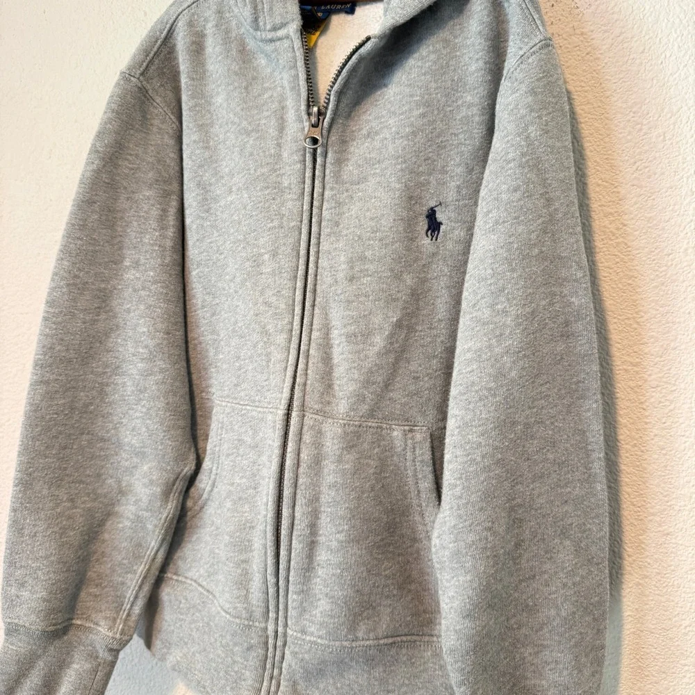 Polo Ralph Lauren Kids Gray Full Zip Fleece Hoodie Sweatshirt Size S 8